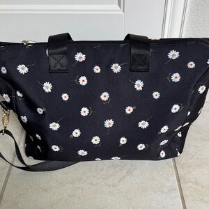 Alice+olivia  Black Daisy Print duffle Bag with Shoulder Strap